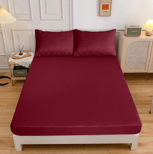 Satin stripe fitted sheet