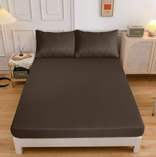 Satin stripe fitted sheet