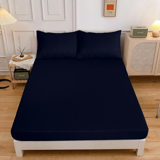 Satin stripe fitted sheet