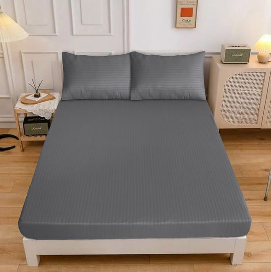 Satin stripe fitted sheet